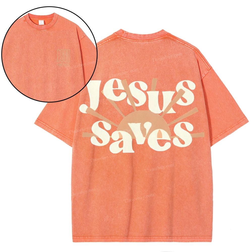 Jesus Saves Snowflake Vintage Washed T-Shirt