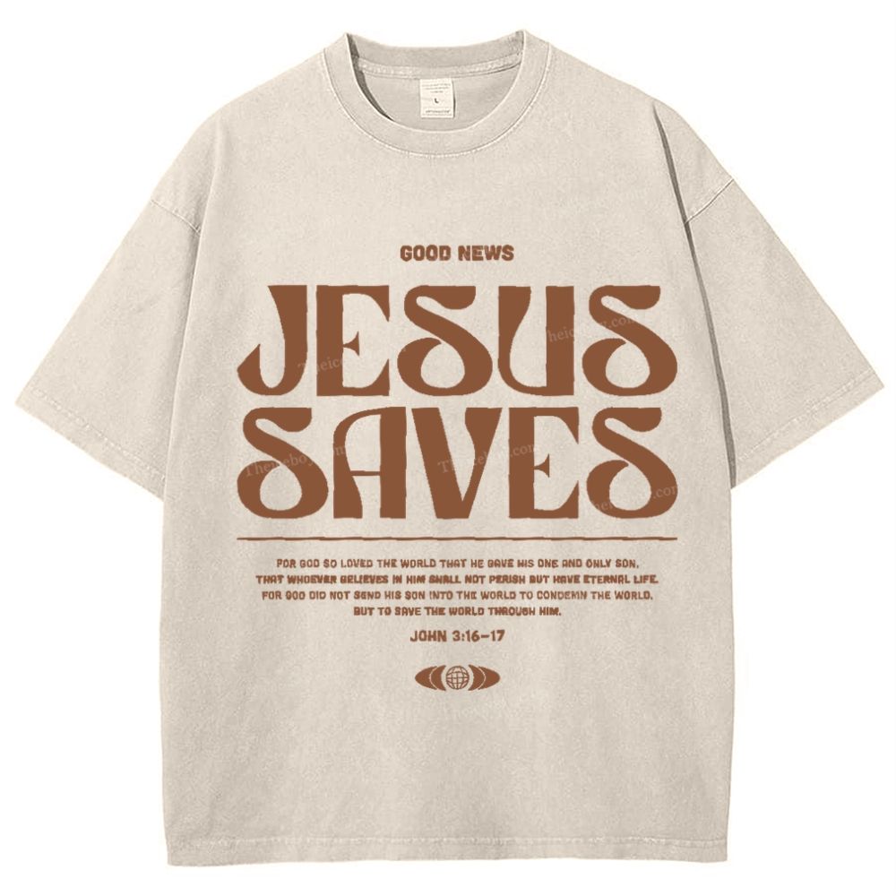 Jesus Saves Snowflake Vintage Washed T-Shirt