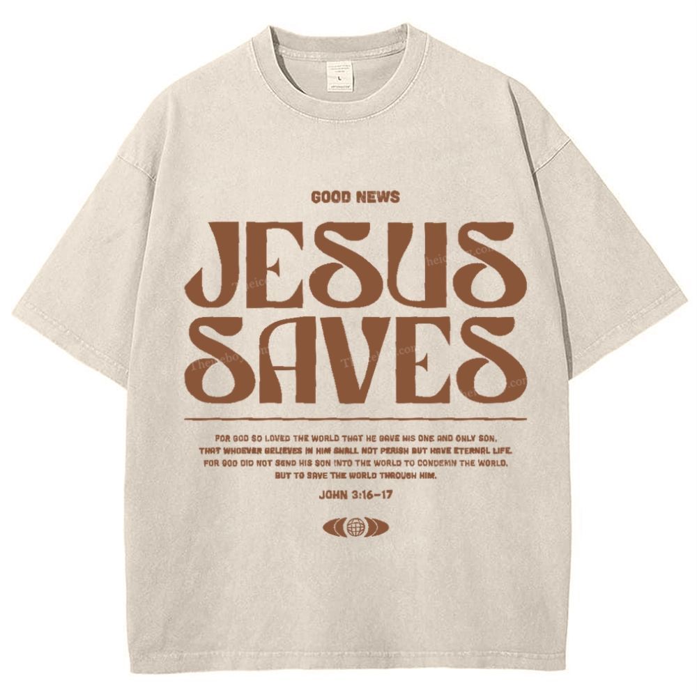 Jesus Saves Snowflake Vintage Washed T-Shirt