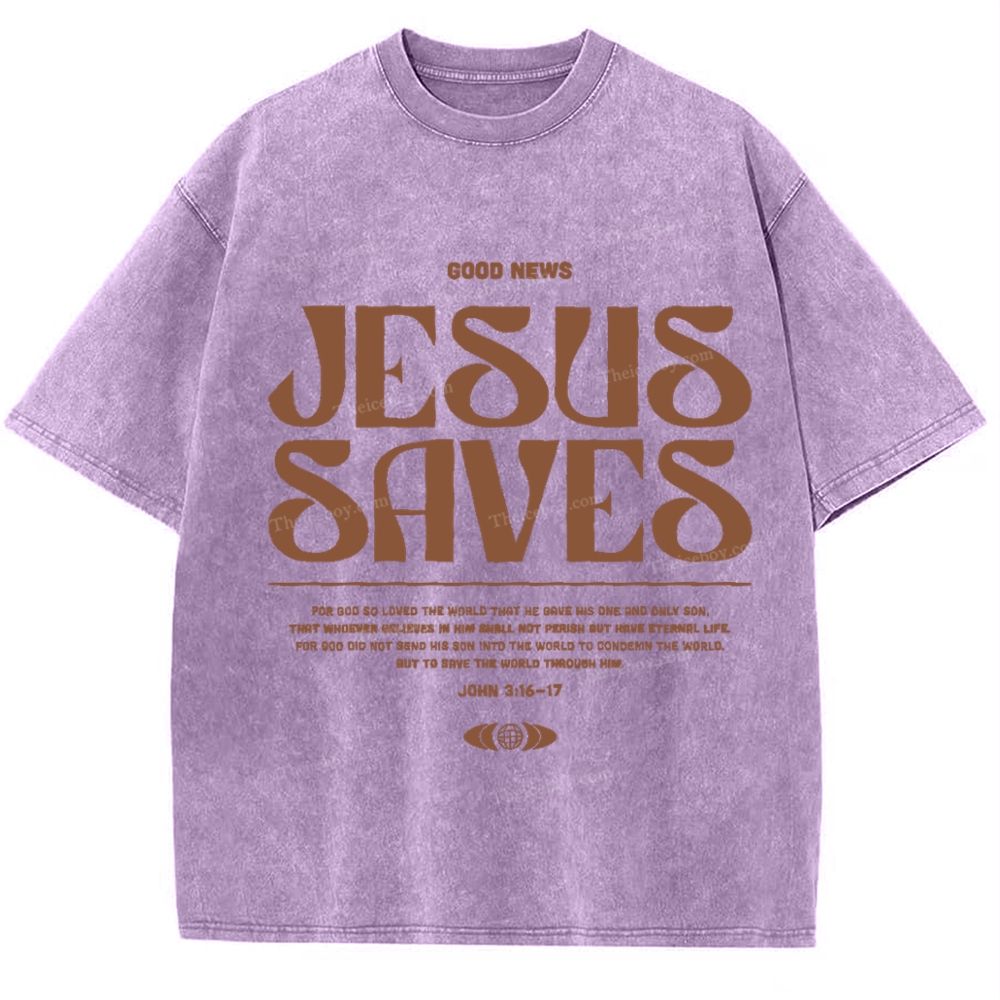 Jesus Saves Snowflake Vintage Washed T-Shirt