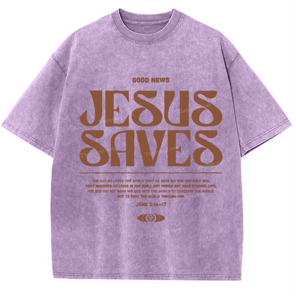 Jesus Saves Snowflake Vintage Washed T-Shirt