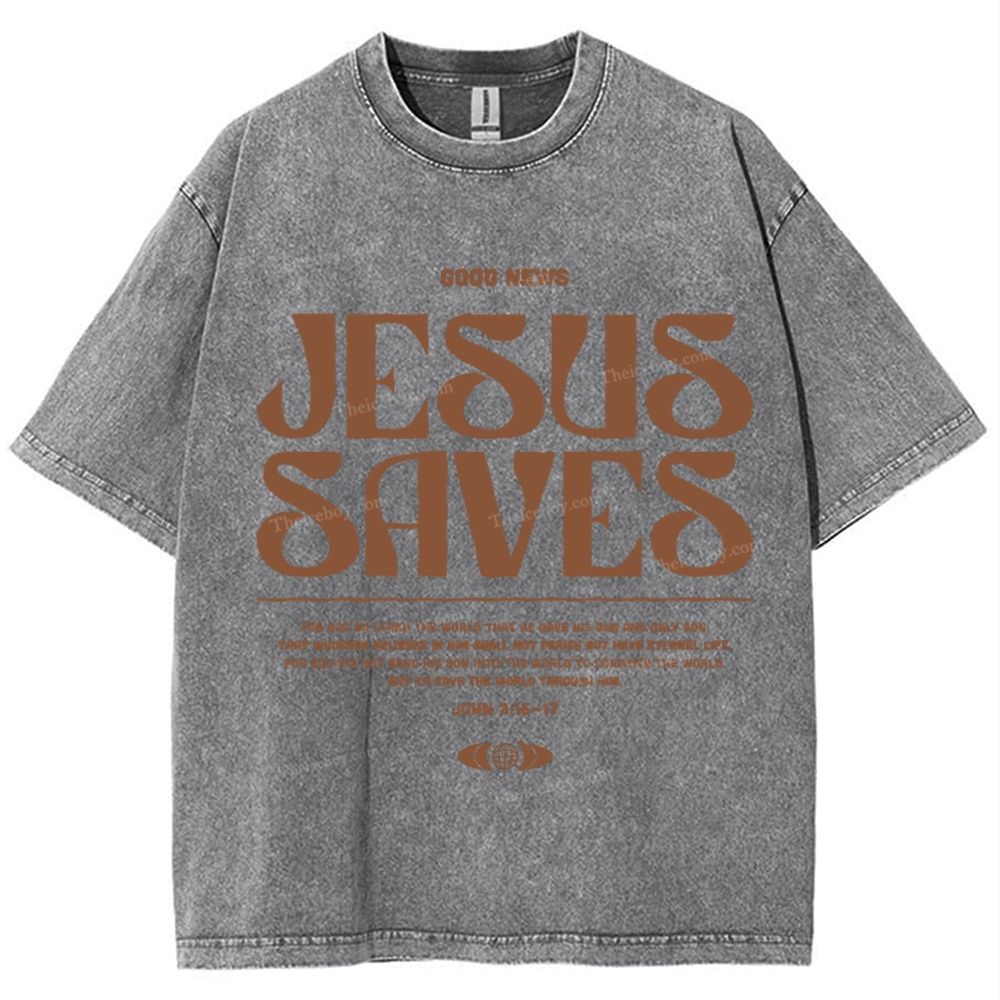 Jesus Saves Snowflake Vintage Washed T-Shirt