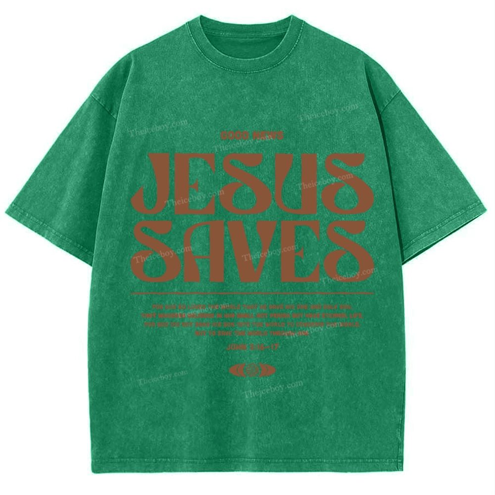 Jesus Saves Snowflake Vintage Washed T-Shirt
