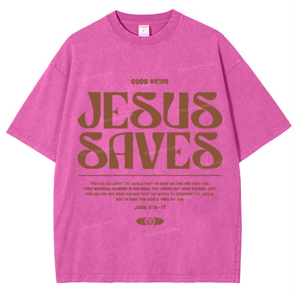 Jesus Saves Snowflake Vintage Washed T-Shirt