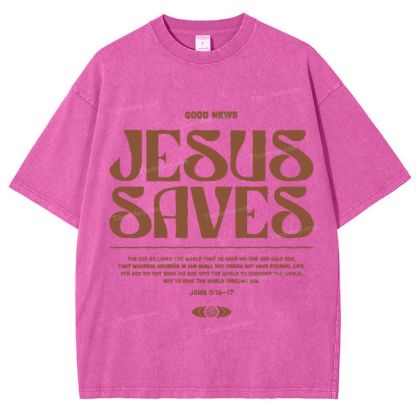 Jesus Saves Snowflake Vintage Washed T-Shirt