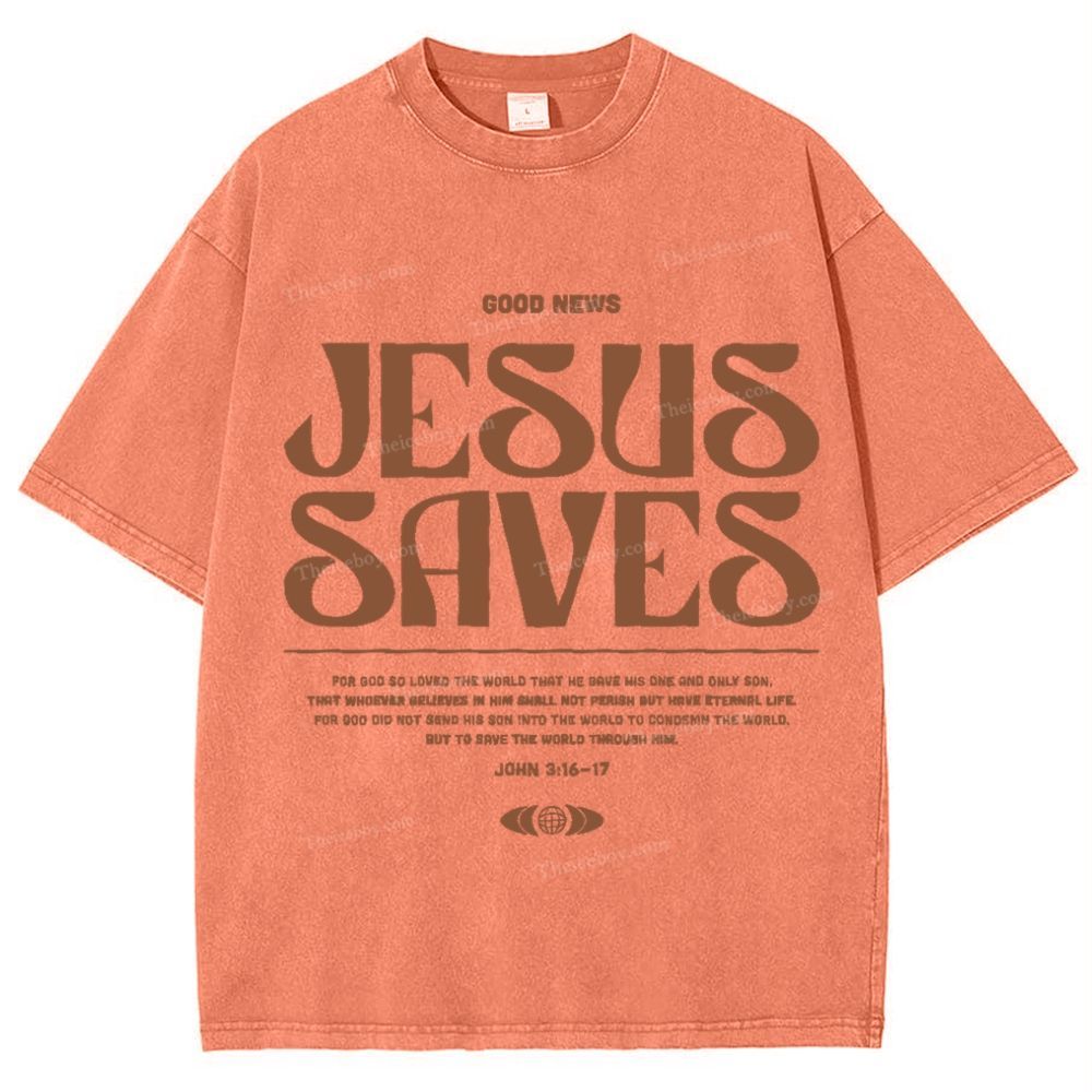 Jesus Saves Snowflake Vintage Washed T-Shirt