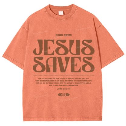 Jesus Saves Snowflake Vintage Washed T-Shirt