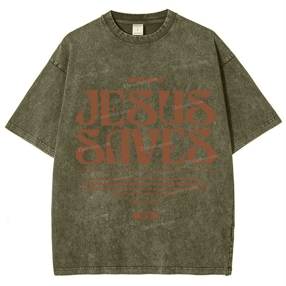 Jesus Saves Snowflake Vintage Washed T-Shirt