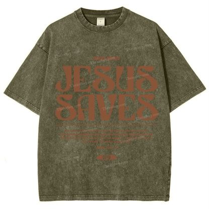 Jesus Saves Snowflake Vintage Washed T-Shirt