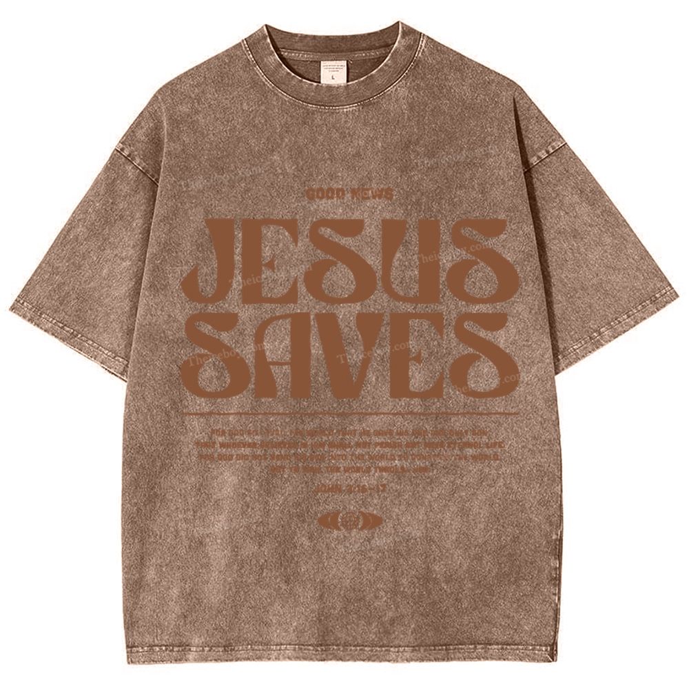 Jesus Saves Snowflake Vintage Washed T-Shirt