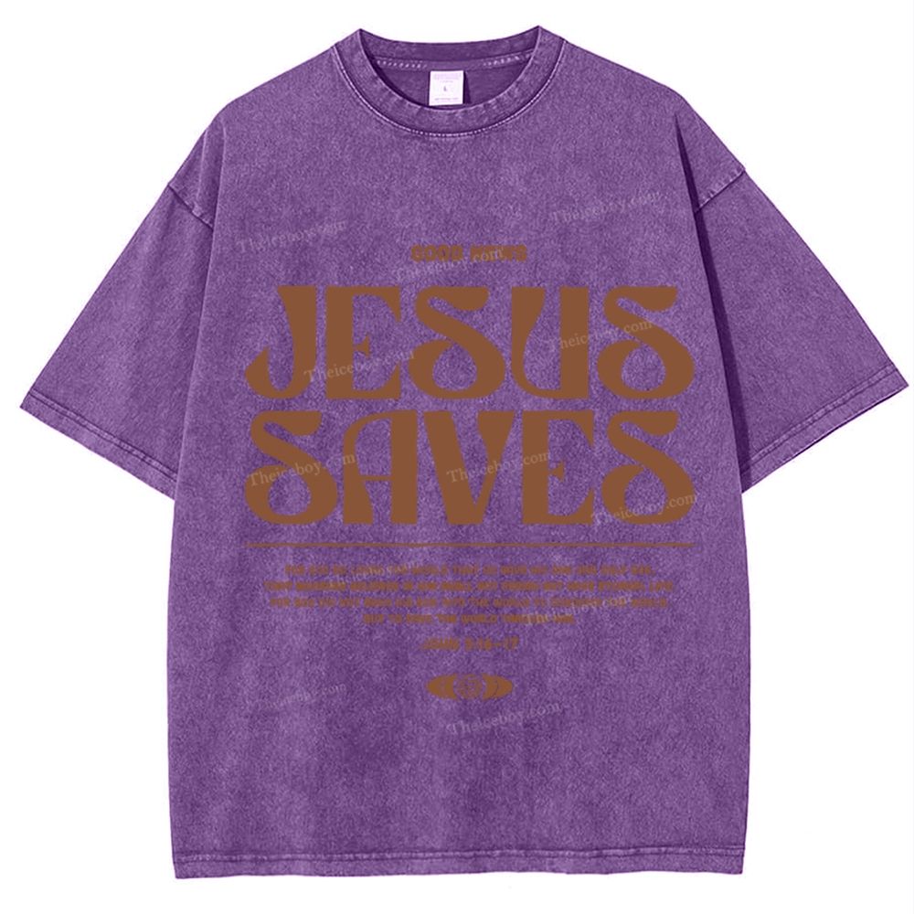 Jesus Saves Snowflake Vintage Washed T-Shirt