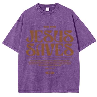 Jesus Saves Snowflake Vintage Washed T-Shirt