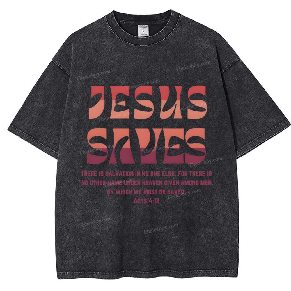 Jesus Saves Snowflake Vintage Washed T-Shirt