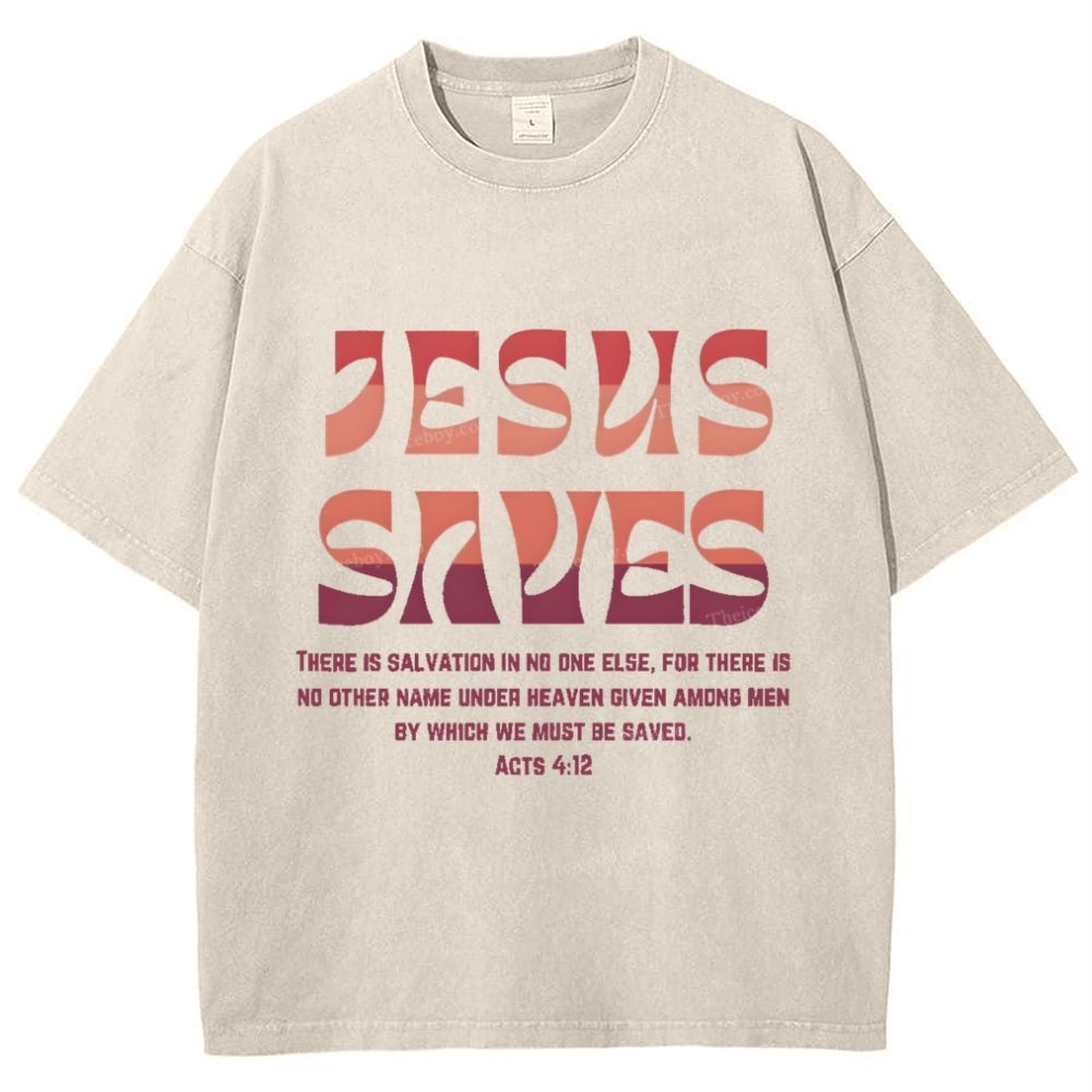 Jesus Saves Snowflake Vintage Washed T-Shirt