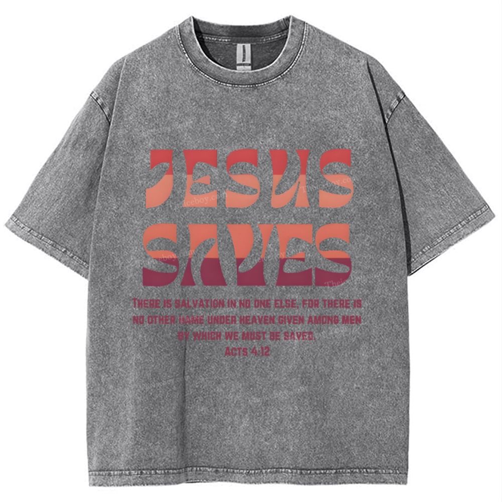Jesus Saves Snowflake Vintage Washed T-Shirt