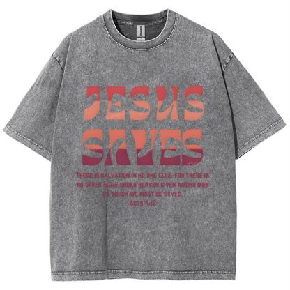 Jesus Saves Snowflake Vintage Washed T-Shirt