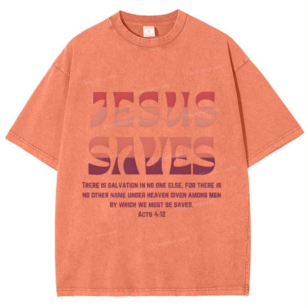 Jesus Saves Snowflake Vintage Washed T-Shirt