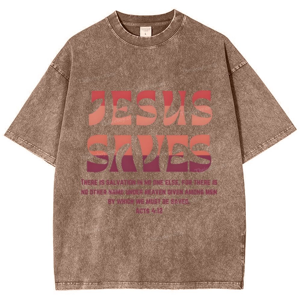 Jesus Saves Snowflake Vintage Washed T-Shirt