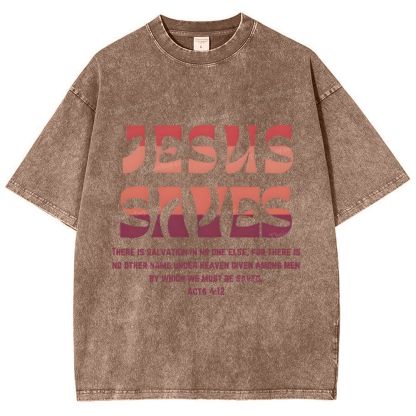 Jesus Saves Snowflake Vintage Washed T-Shirt
