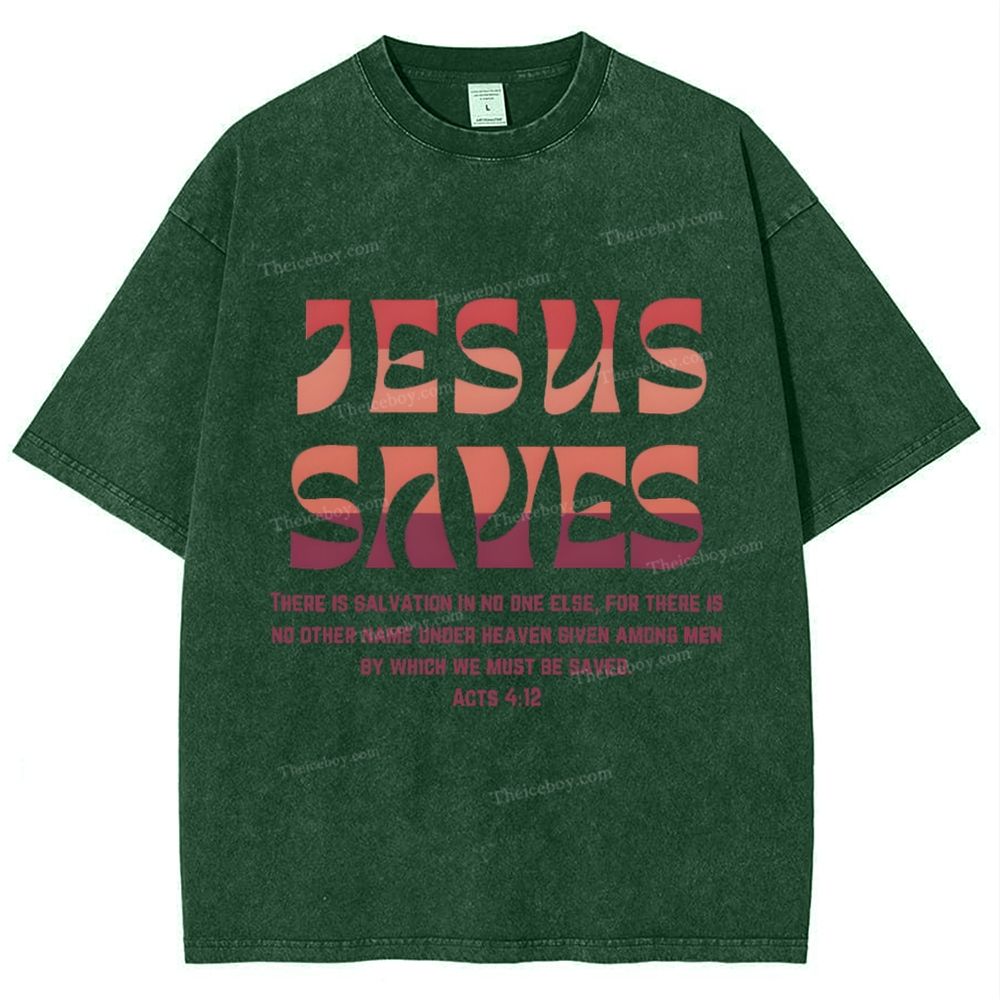 Jesus Saves Snowflake Vintage Washed T-Shirt