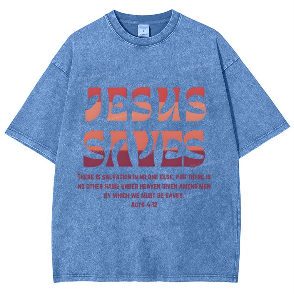 Jesus Saves Snowflake Vintage Washed T-Shirt