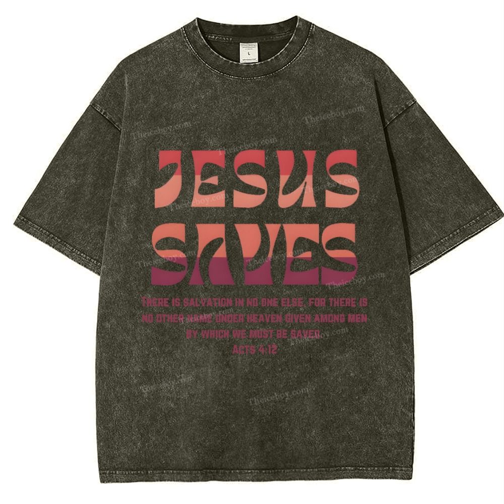 Jesus Saves Snowflake Vintage Washed T-Shirt