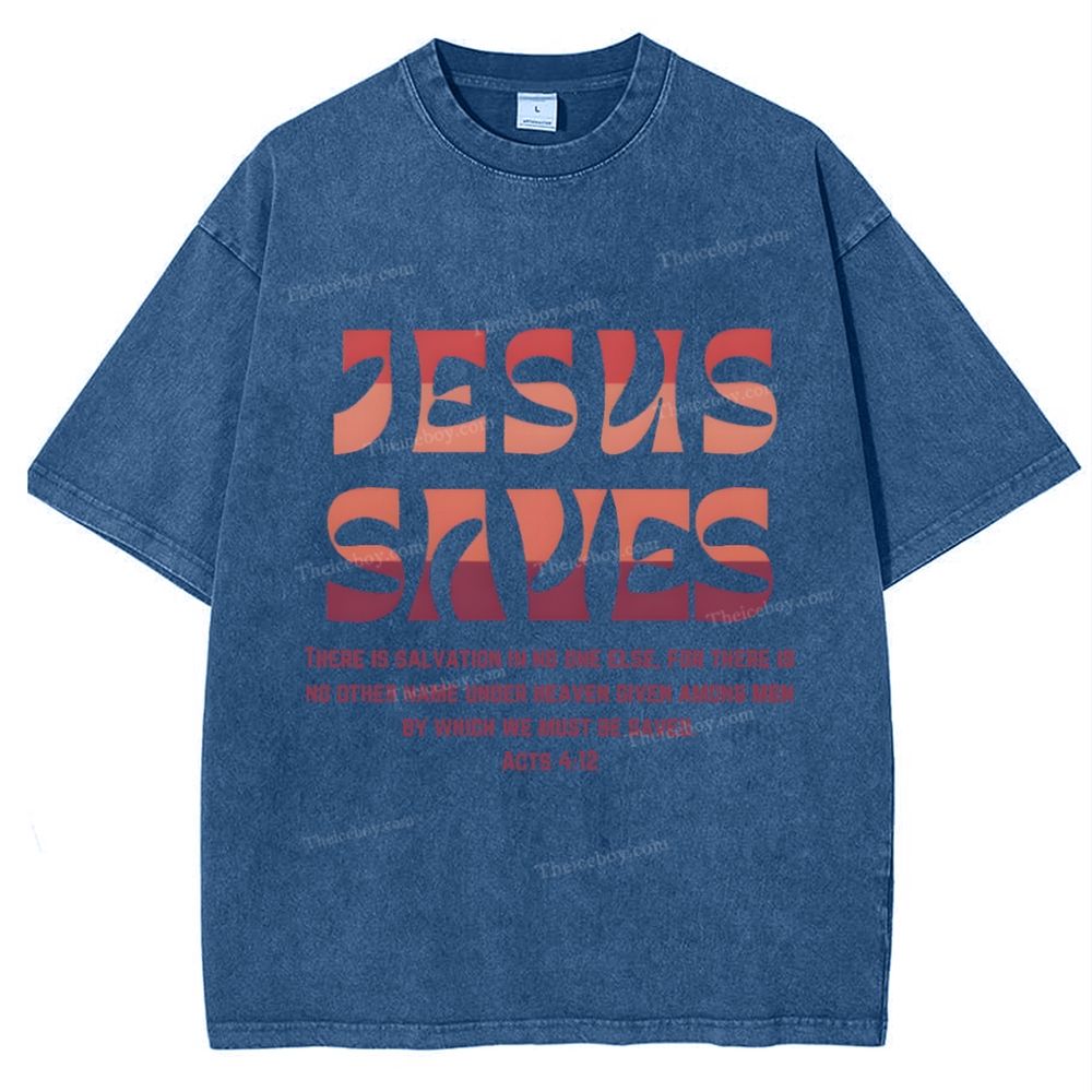 Jesus Saves Snowflake Vintage Washed T-Shirt