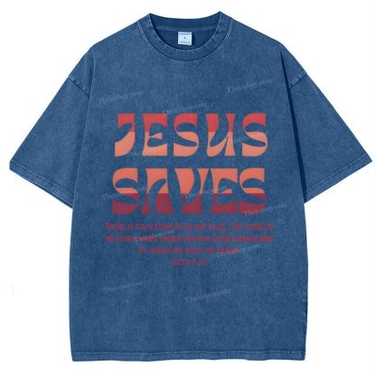 Jesus Saves Snowflake Vintage Washed T-Shirt