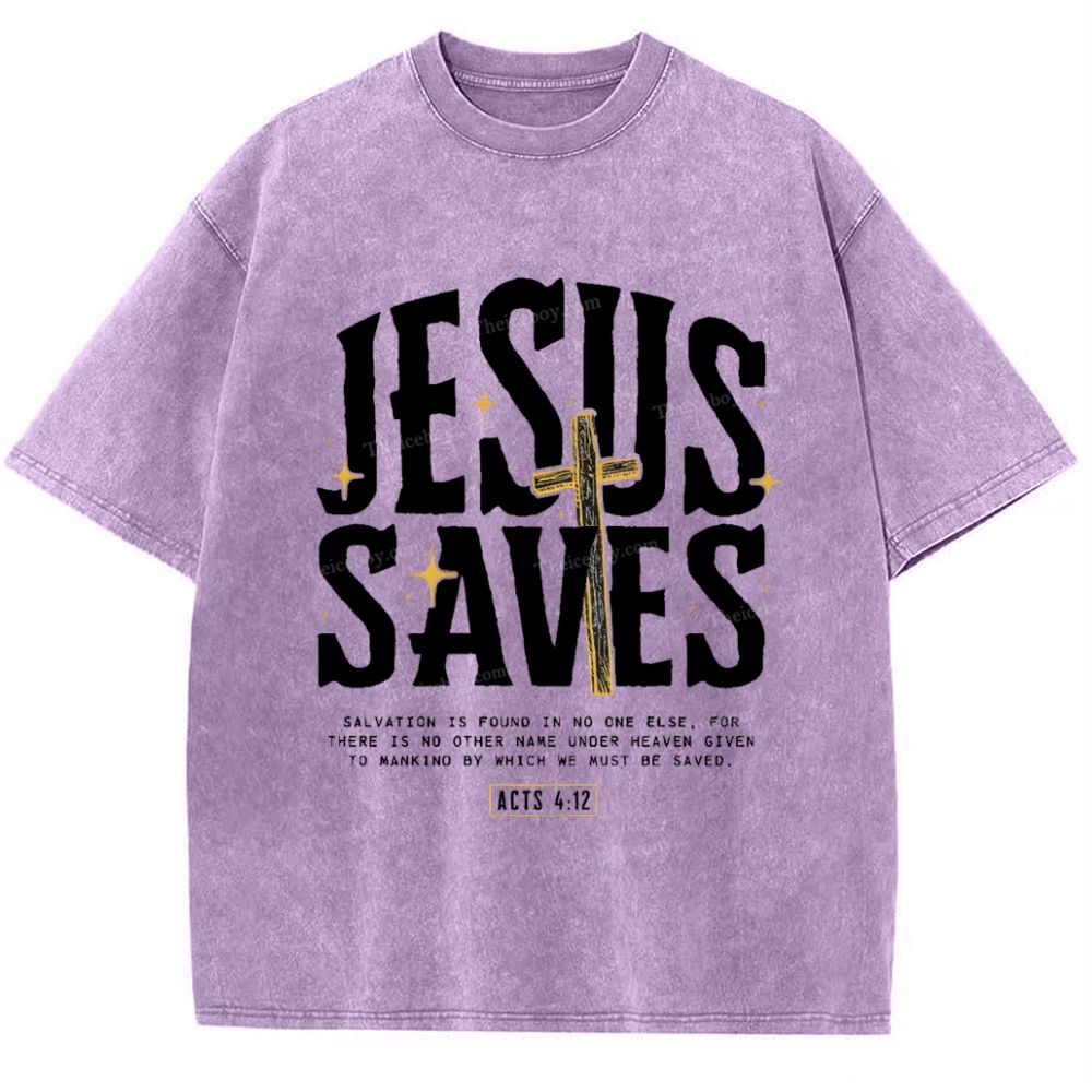 Jesus Saves Snowflake Vintage Washed T-Shirt