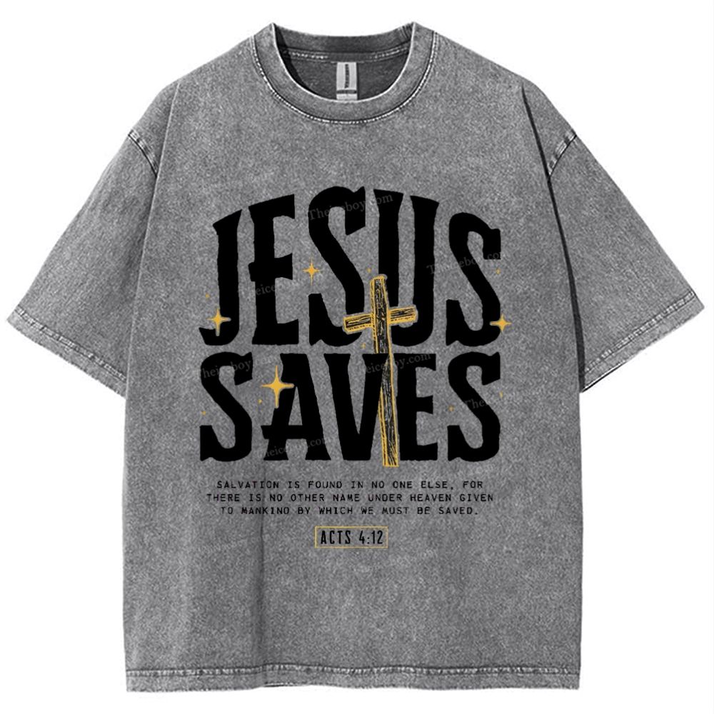 Jesus Saves Snowflake Vintage Washed T-Shirt