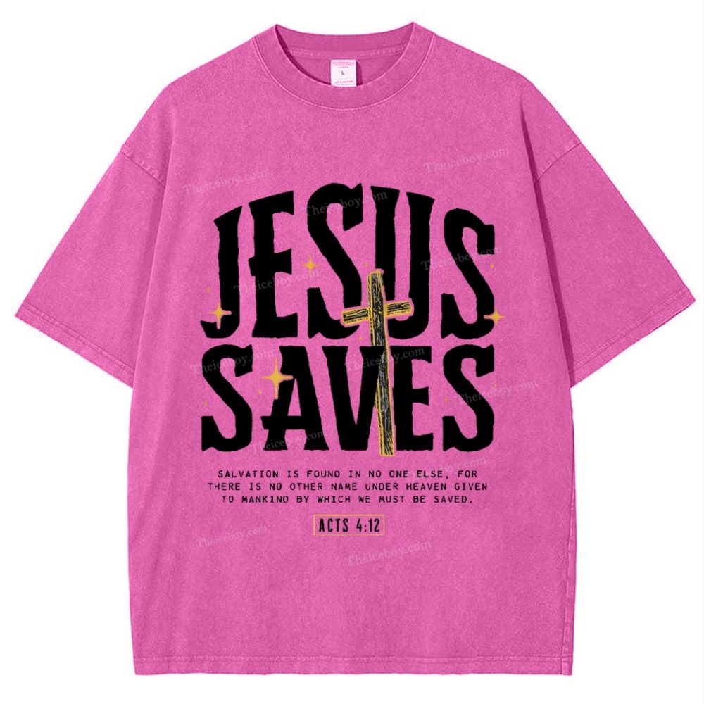 Jesus Saves Snowflake Vintage Washed T-Shirt