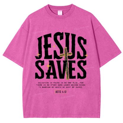 Jesus Saves Snowflake Vintage Washed T-Shirt