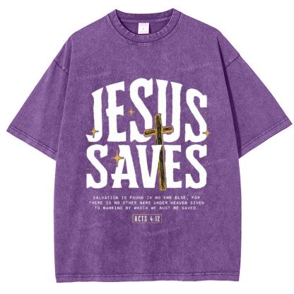 Jesus Saves Snowflake Vintage Washed T-Shirt