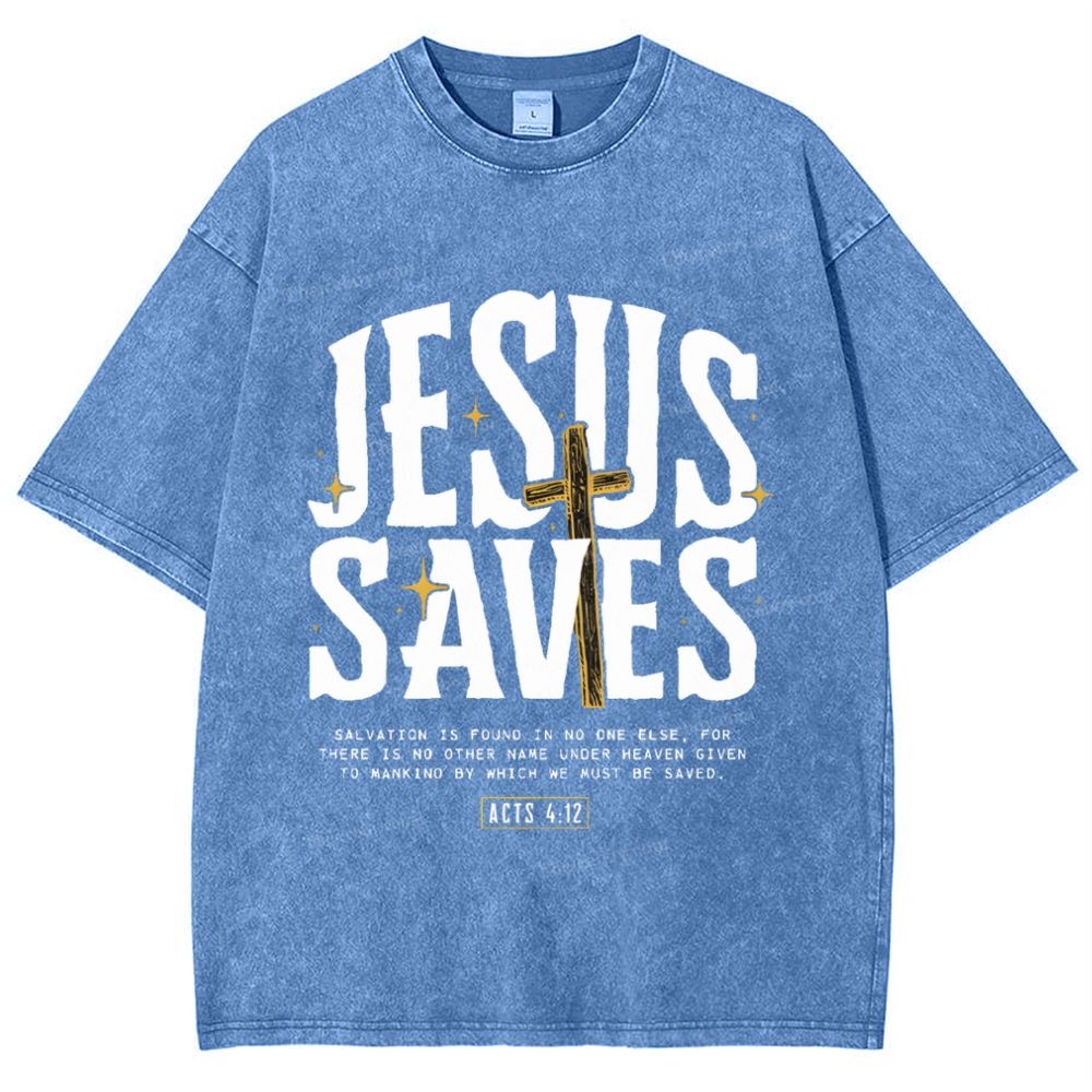 Jesus Saves Snowflake Vintage Washed T-Shirt