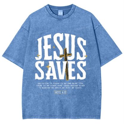 Jesus Saves Snowflake Vintage Washed T-Shirt