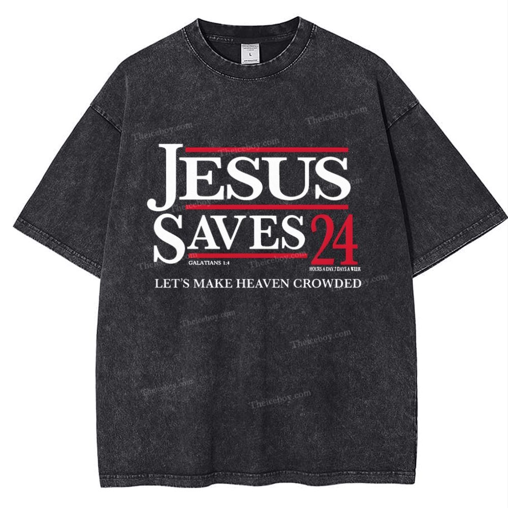 jesus saves 24 Snowflake Vintage Washed T-Shirt