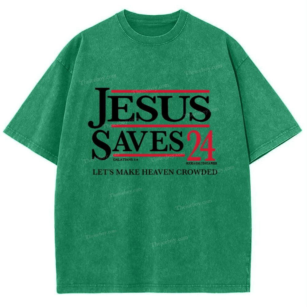 jesus saves 24 Snowflake Vintage Washed T-Shirt