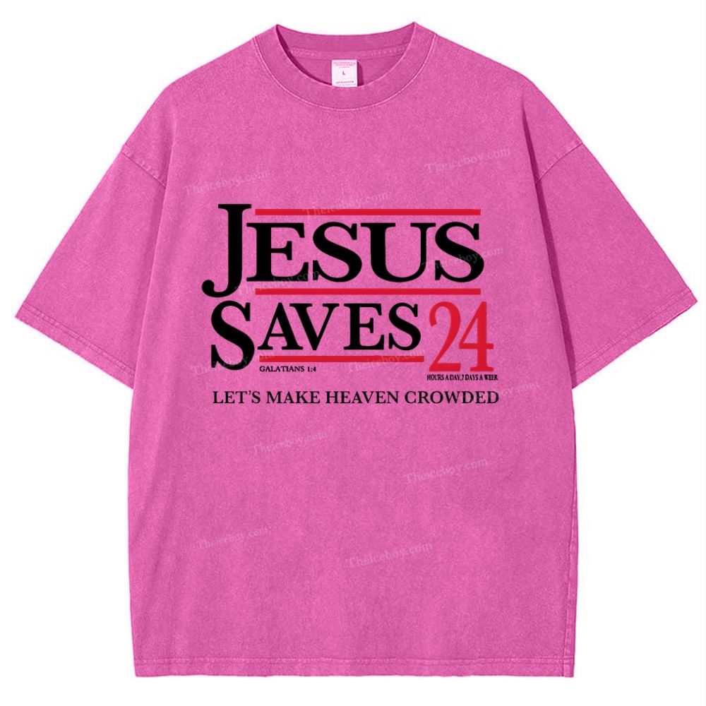 jesus saves 24 Snowflake Vintage Washed T-Shirt