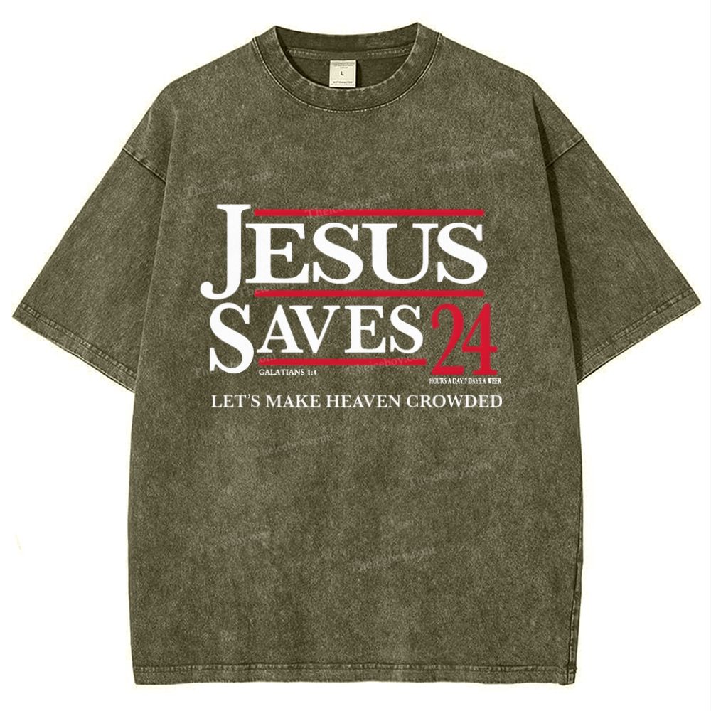 jesus saves 24 Snowflake Vintage Washed T-Shirt