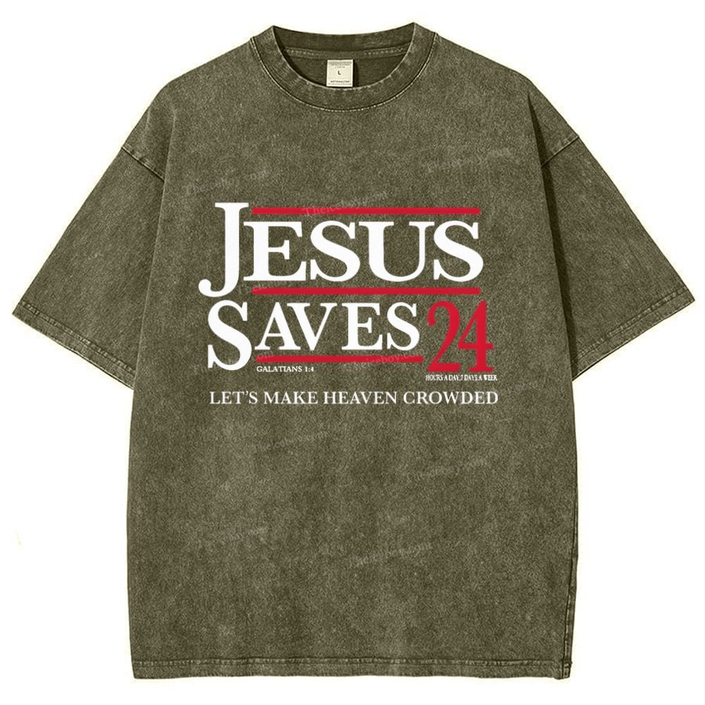 jesus saves 24 Snowflake Vintage Washed T-Shirt