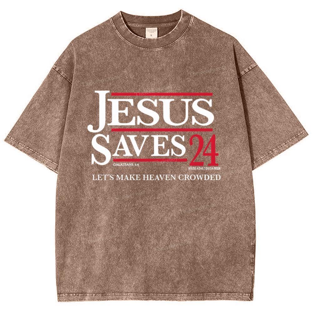 jesus saves 24 Snowflake Vintage Washed T-Shirt