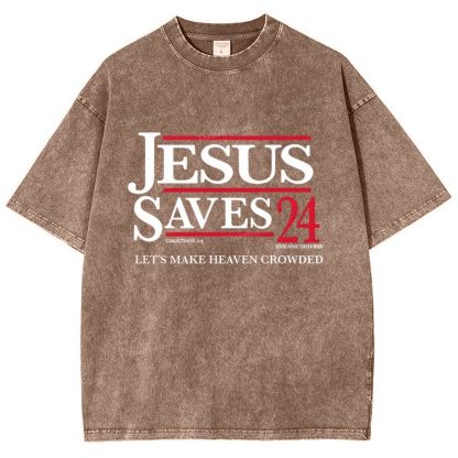 jesus saves 24 Snowflake Vintage Washed T-Shirt