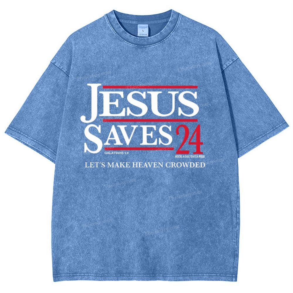 jesus saves 24 Snowflake Vintage Washed T-Shirt