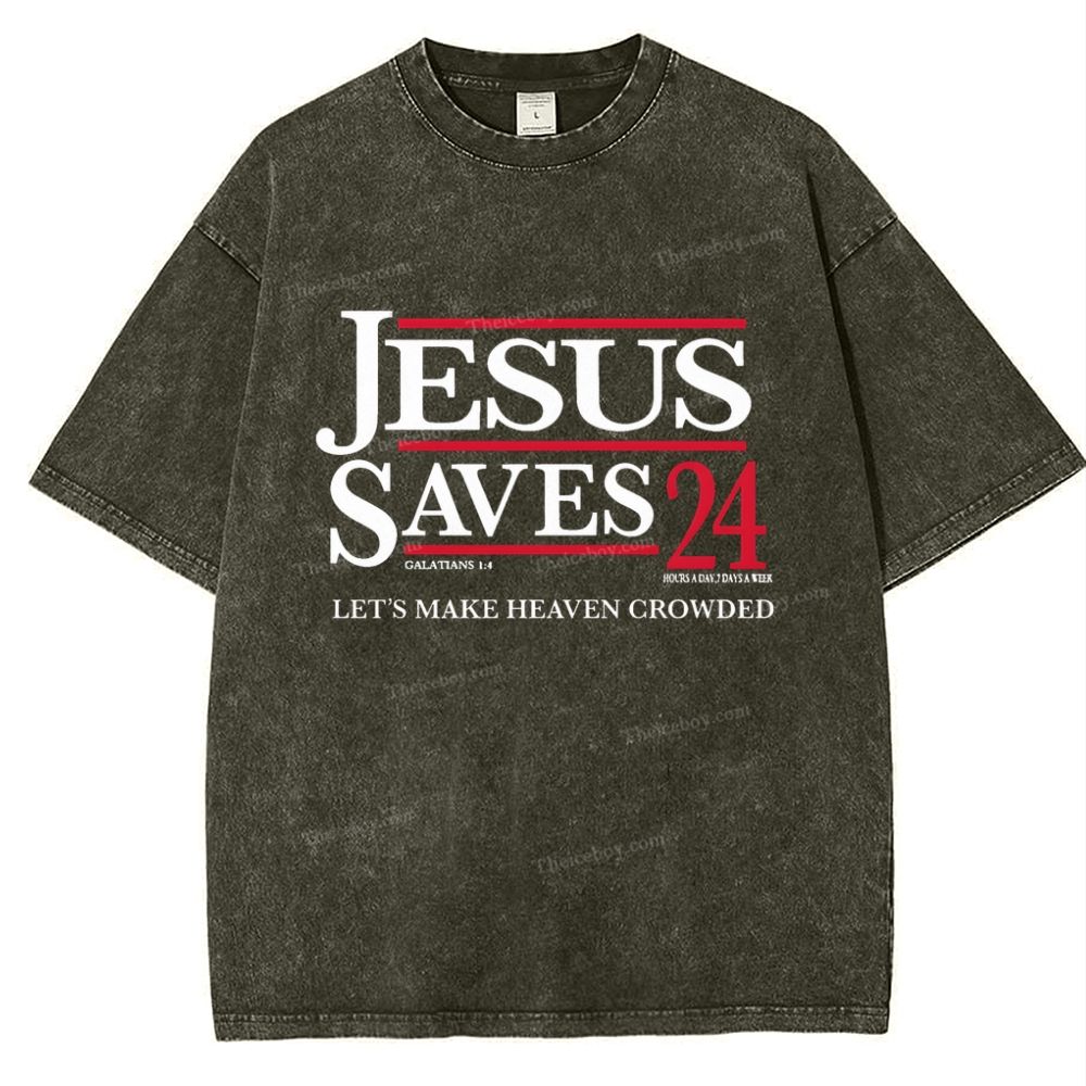jesus saves 24 Snowflake Vintage Washed T-Shirt