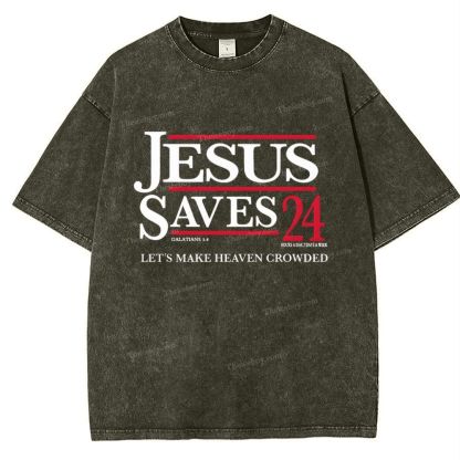 jesus saves 24 Snowflake Vintage Washed T-Shirt