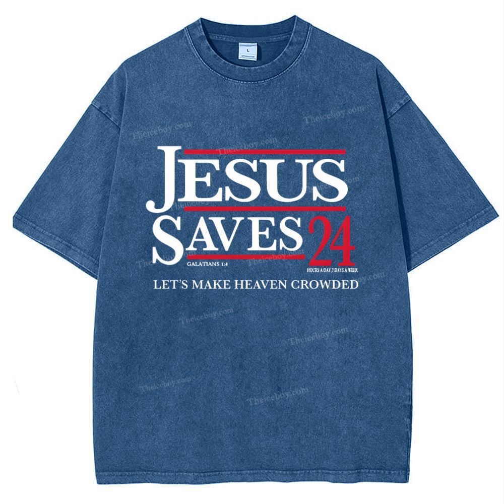 jesus saves 24 Snowflake Vintage Washed T-Shirt
