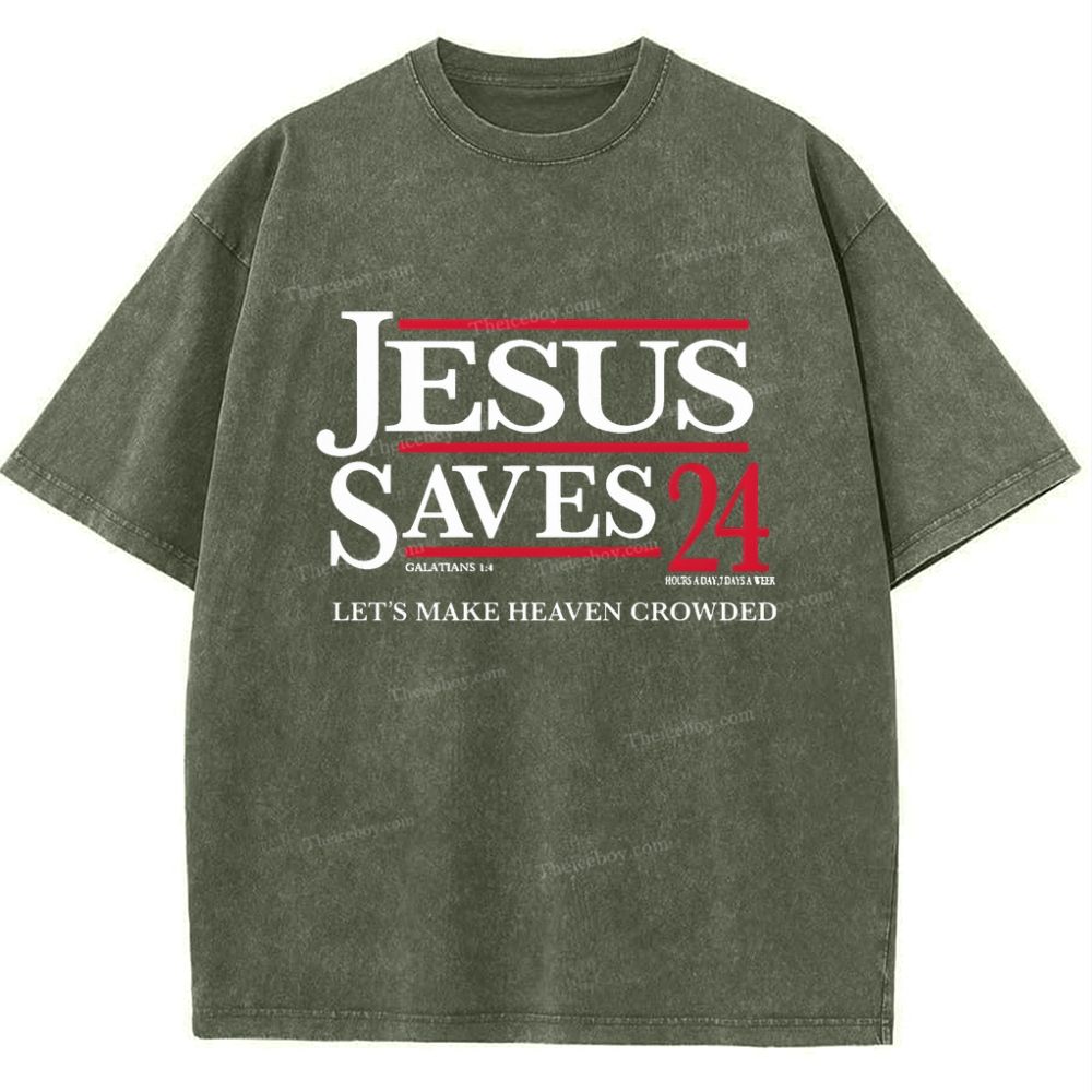 jesus saves 24 Snowflake Vintage Washed T-Shirt