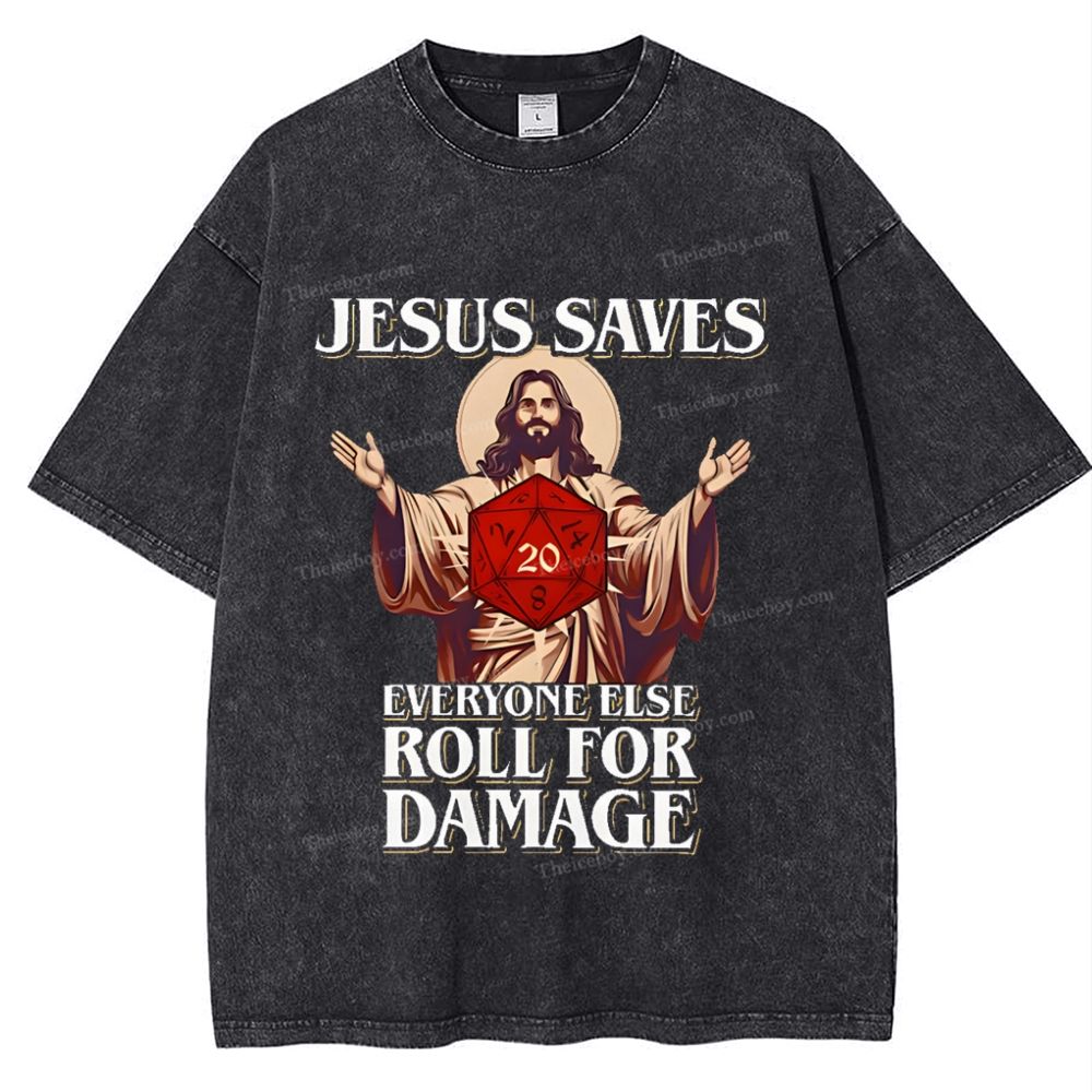 Jesus Saves Snowflake Vintage Washed T-Shirt