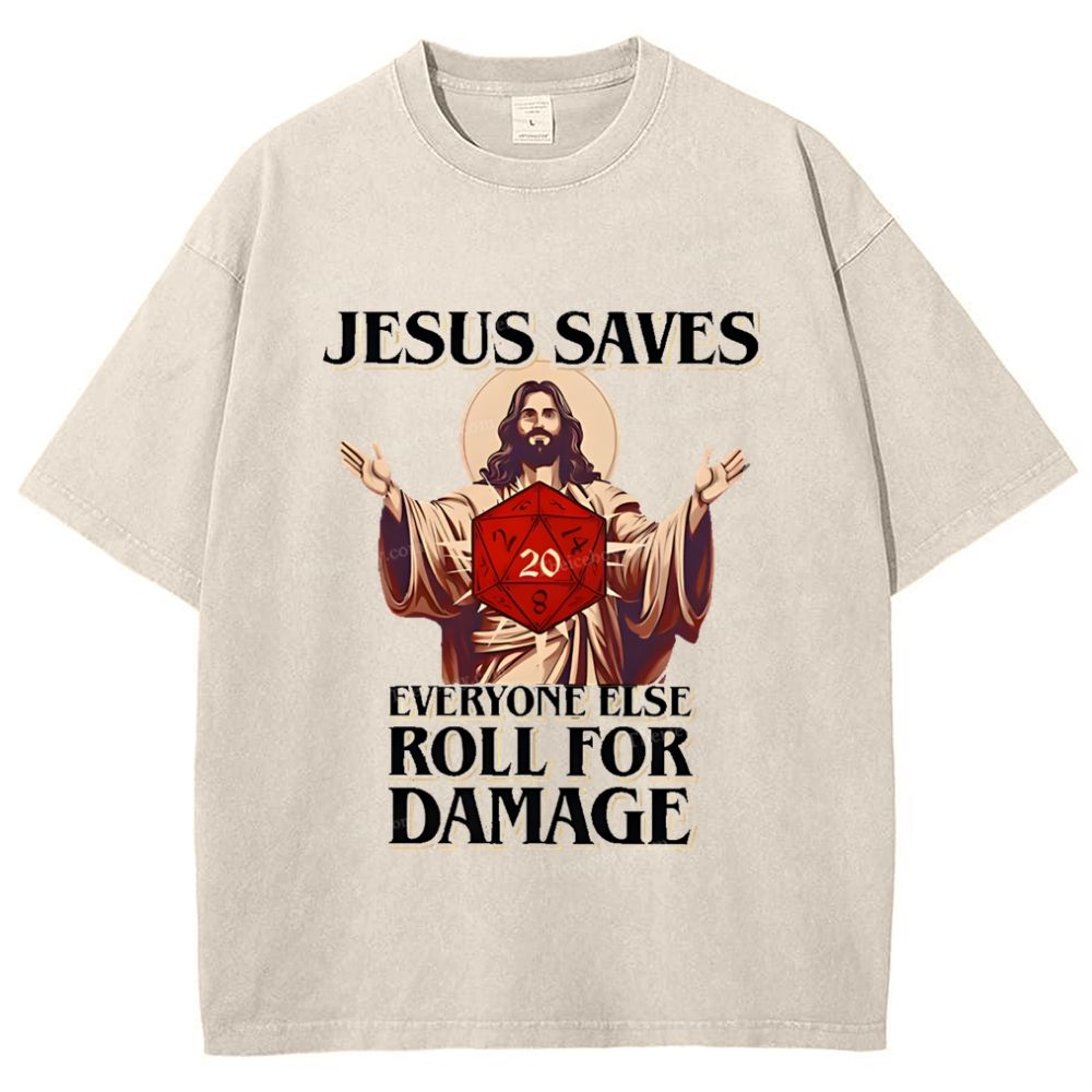 Jesus Saves Snowflake Vintage Washed T-Shirt