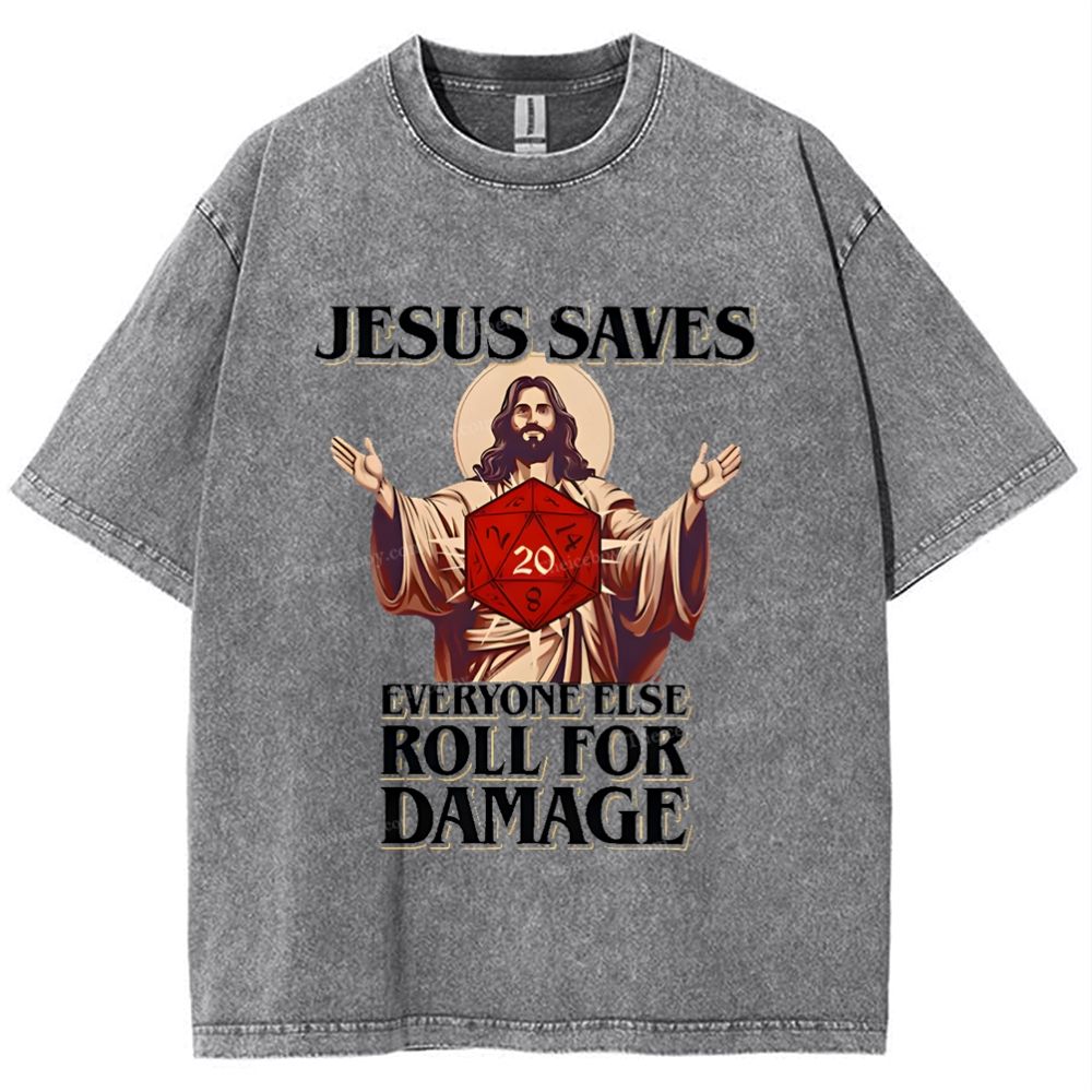 Jesus Saves Snowflake Vintage Washed T-Shirt